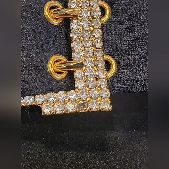 St. John Odessa Satin Mules, Crystal Buckle Black & Gold Heels | 8B - Picture 8 of 14